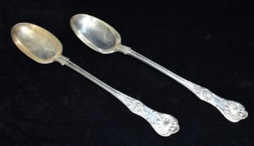 LARGE VICTORIAN SILVER SERVING SPOONS King's shaped, in the popular Queen's pattern, approx 31.5cm