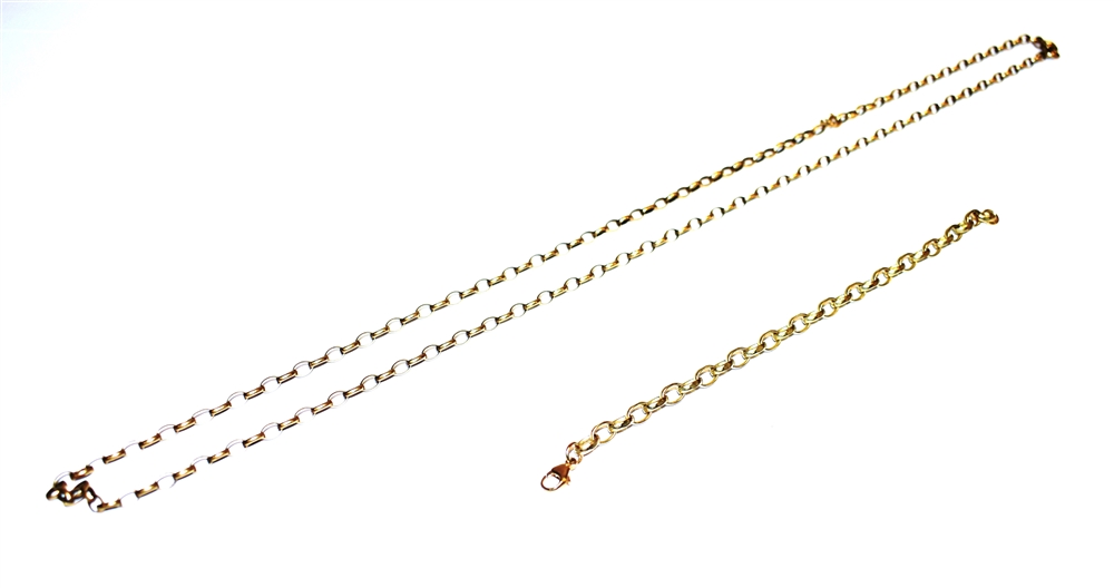 9CT GOLD CHAIN NECKLACE & BRACELET Oval belcher link chain necklace, 76cm long x 4.0mm wide, with