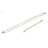 9CT GOLD CHAIN NECKLACE & BRACELET Oval belcher link chain necklace, 76cm long x 4.0mm wide, with