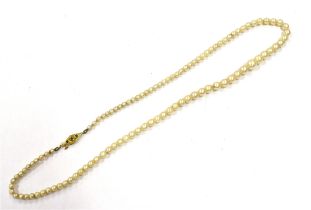 WHITE PEARL NECKLACE & 9CT GEM SET CLASP 42cm long, round semi-round white pearls, showing good