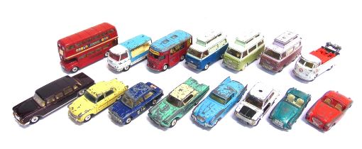 FIFTEEN CORGI DIECAST MODEL VEHICLES circa 1950s-60s, variable condition, generally playworn, all