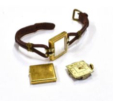 LADIES VINTAGE 18CT GOLD ROLEX WATCH 18.4mm square case, stamped Rolex 18 .75, R.W.C. Ltd, gold