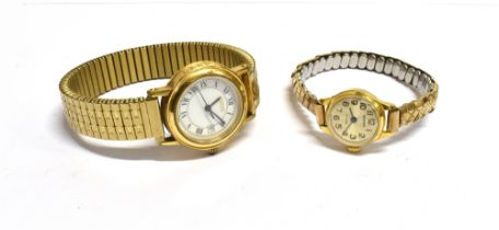 LADIES GUCCI & SEKONDA DRESS WATCHES Two gold electro plated ladies dress watches with expanding