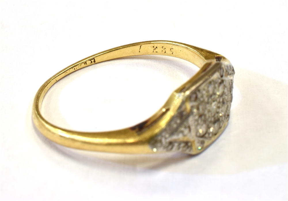 18CT GOLD & PLATINUM RING Pave set single cut diamonds, est TDW 0.15 carats, set in platinum with an - Bild 3 aus 3