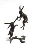 A BRONZE BOXING HARE GROUP probably by Richard Cooper & Co., limited edition 64/100, 24.5cm high.