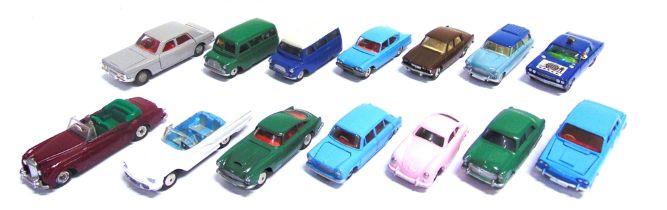 FOURTEEN ASSORTED DIECAST MODEL VEHICLES circa 1950s-60s, by Corgi (10), and Dinky (4), each