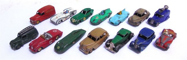 FOURTEEN DINKY DIECAST MODEL VEHICLES circa 1940s-60s, variable condition, generally playworn, all