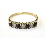 SAPPHIRE & DIAMOND HALF ETERNITY 9ct gold (tested) with dark blue sapphires estimated to total 0.