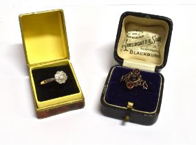 ANTIQUE GARNET & DIAMOND RINGS A Bohemian rose cut almandine garnet ring in 9ct gold (tested) and an