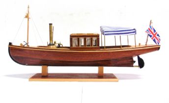 A SCRATCH-BUILT MODEL OF A RIVER LAUNCH 'LOUISE' of principally varnished wood construction, 45cm