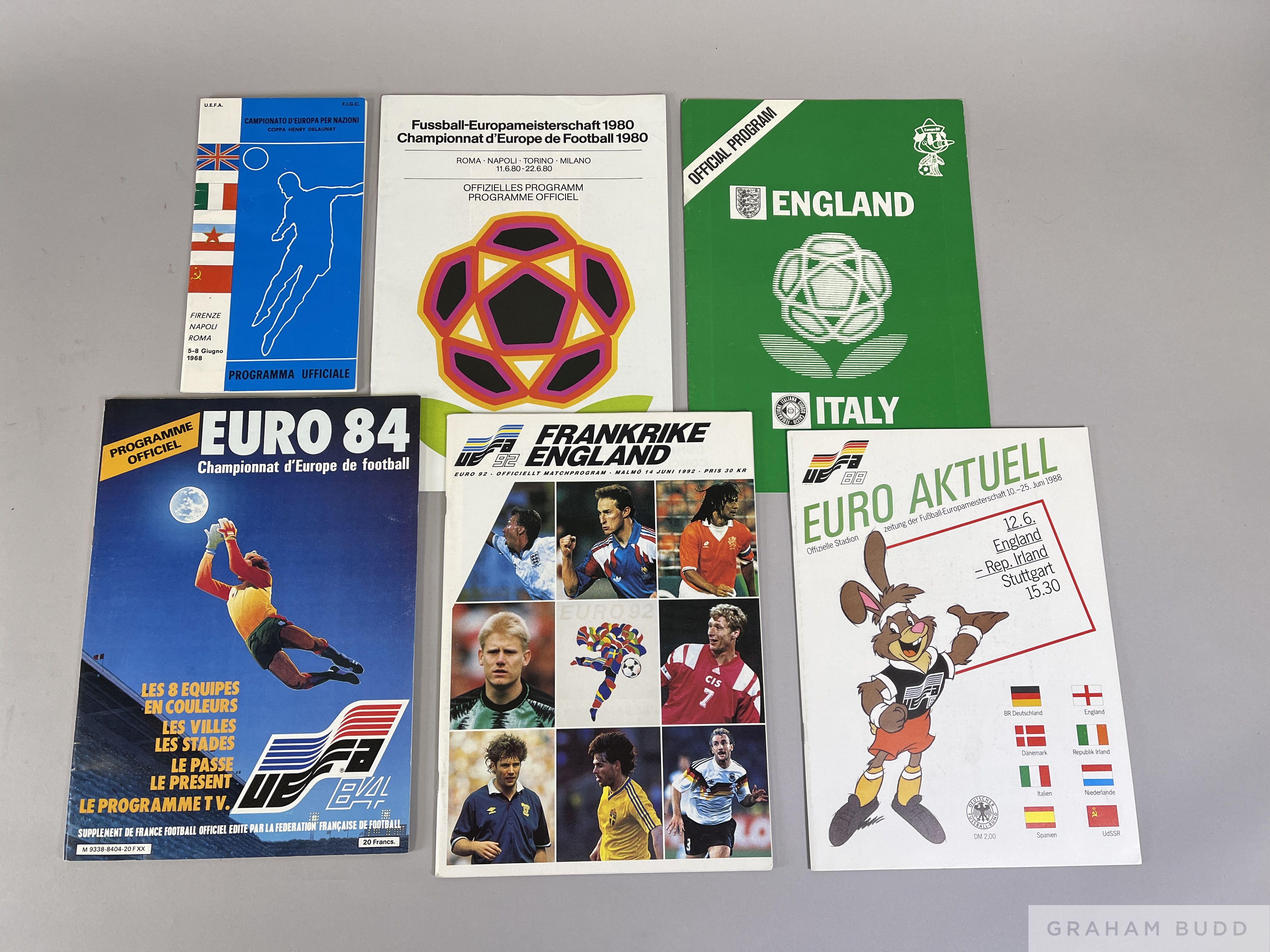 Selection of European Nations Cup programmes and booklets from 1968 to 1992