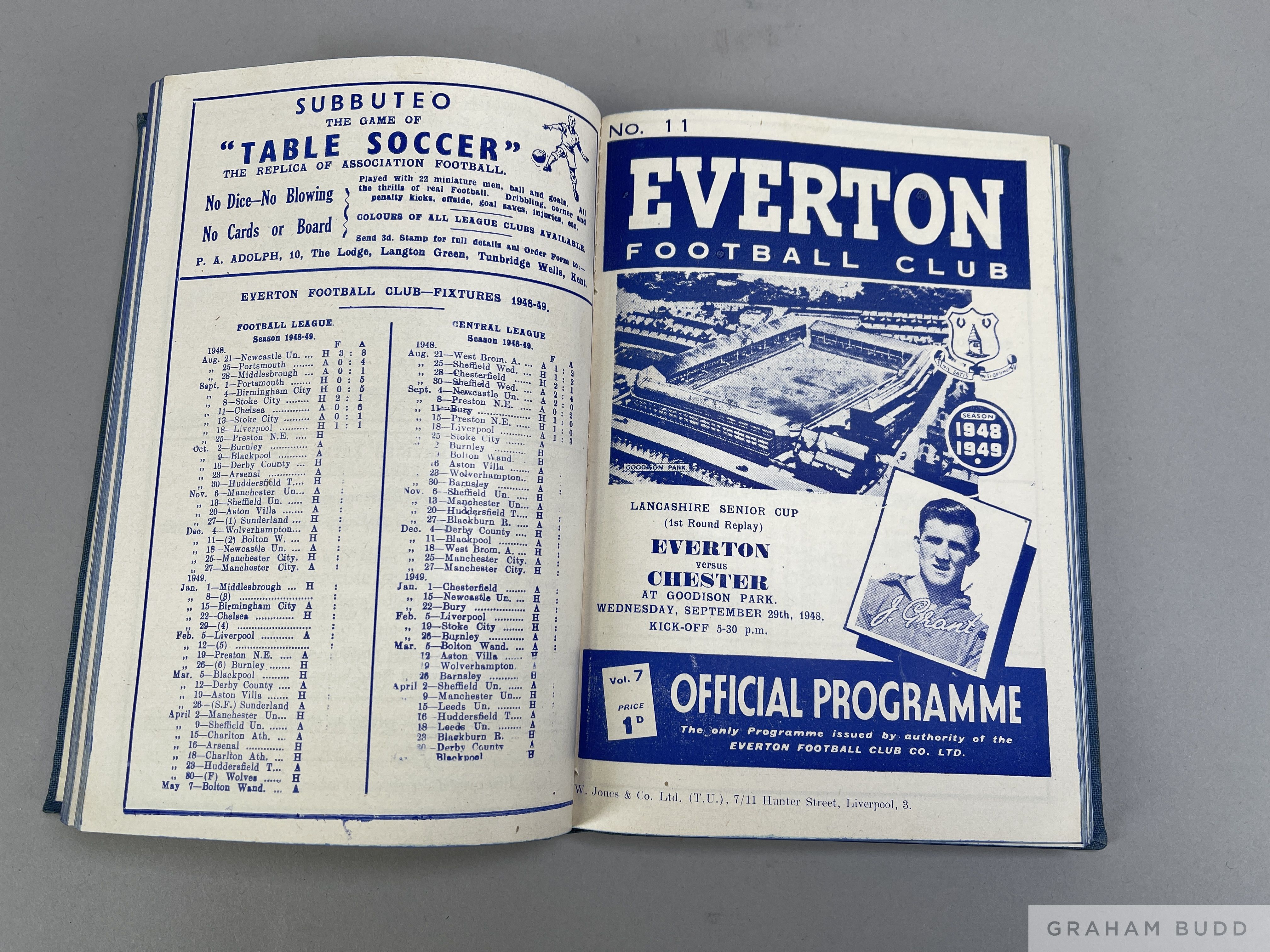 Bound volume of Everton home match programmes, 1948-49 - Image 3 of 5