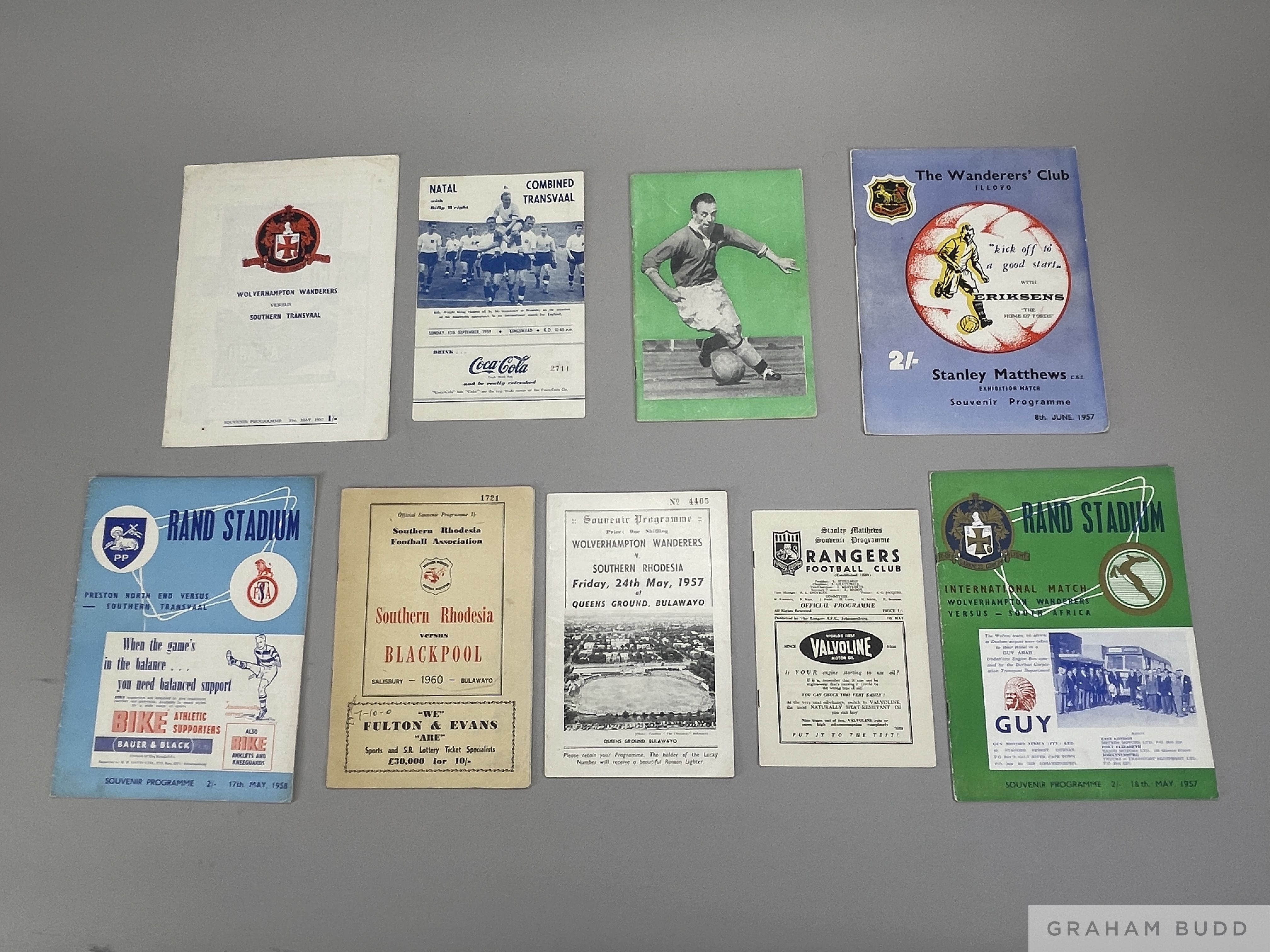 Selection of English touring teams to South Africa programmes, 1950s