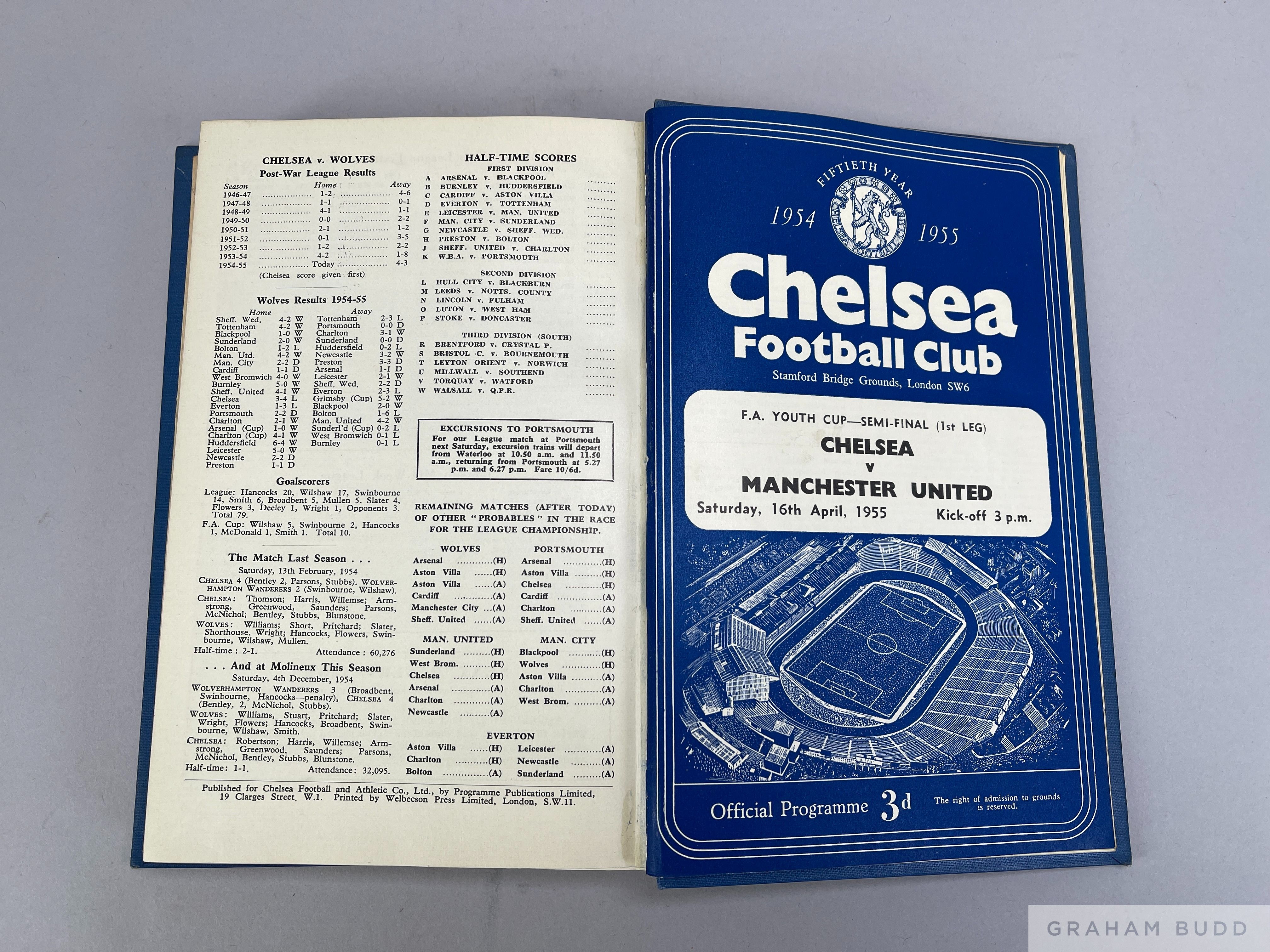 Bound volume of Chelsea home match programmes, 1954-55 - Image 3 of 4