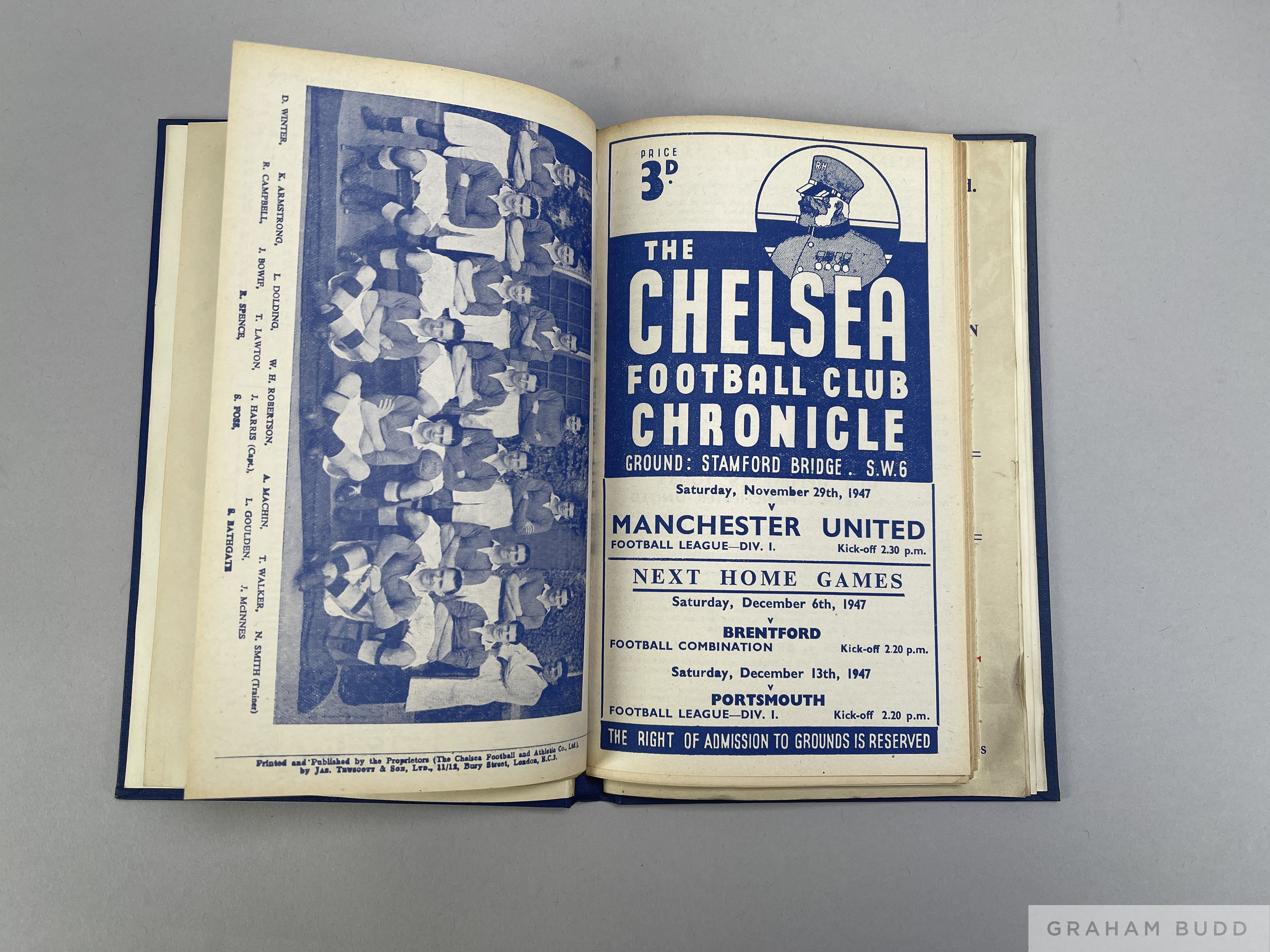 Bound volume of Chelsea home match programmes, 1947-48