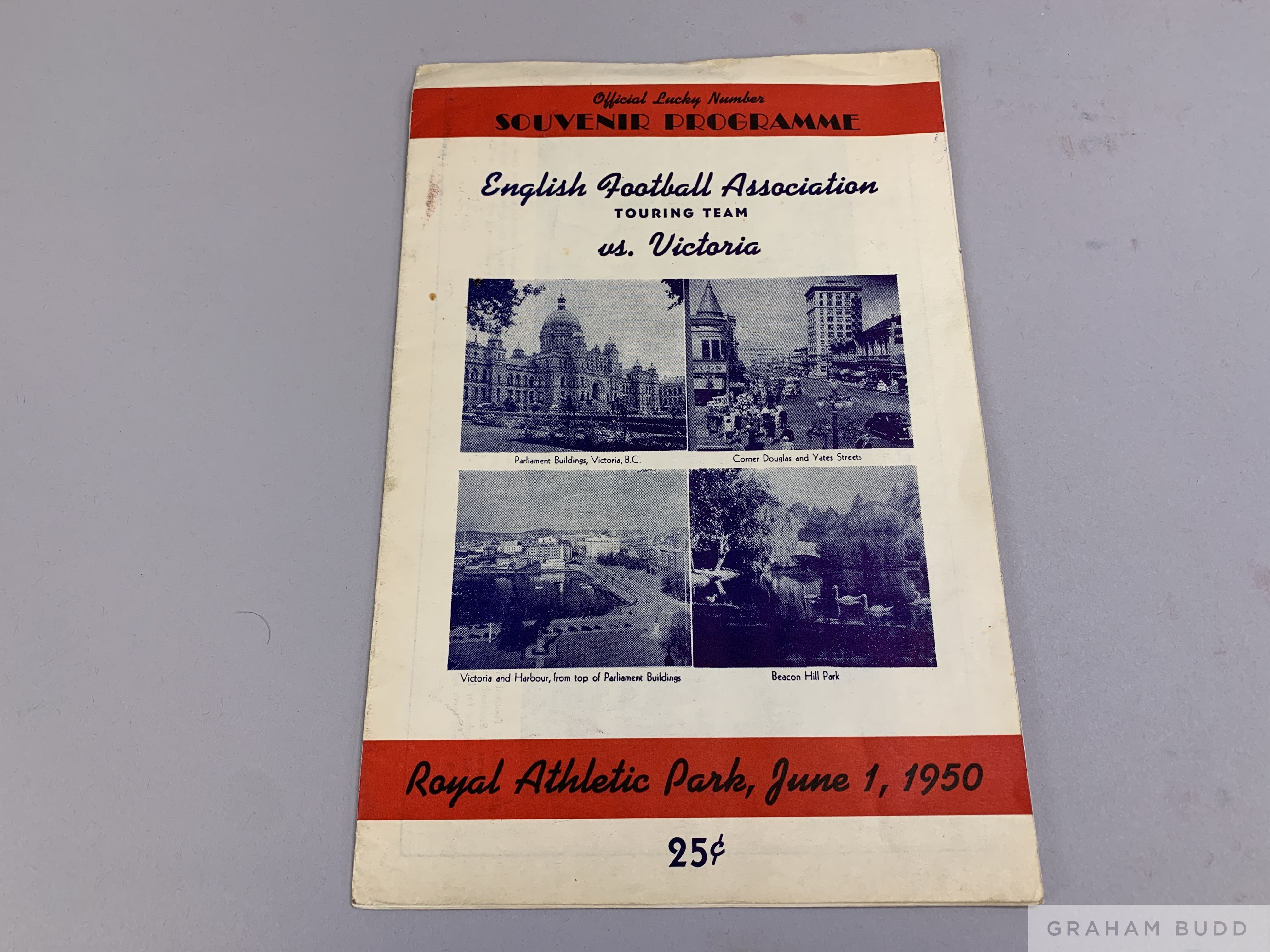 Victoria v. English Football Association, Tour Match Programme, 1950