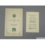 Football League of the Irish Free State Menu Card for visit of Welsh League, 1932