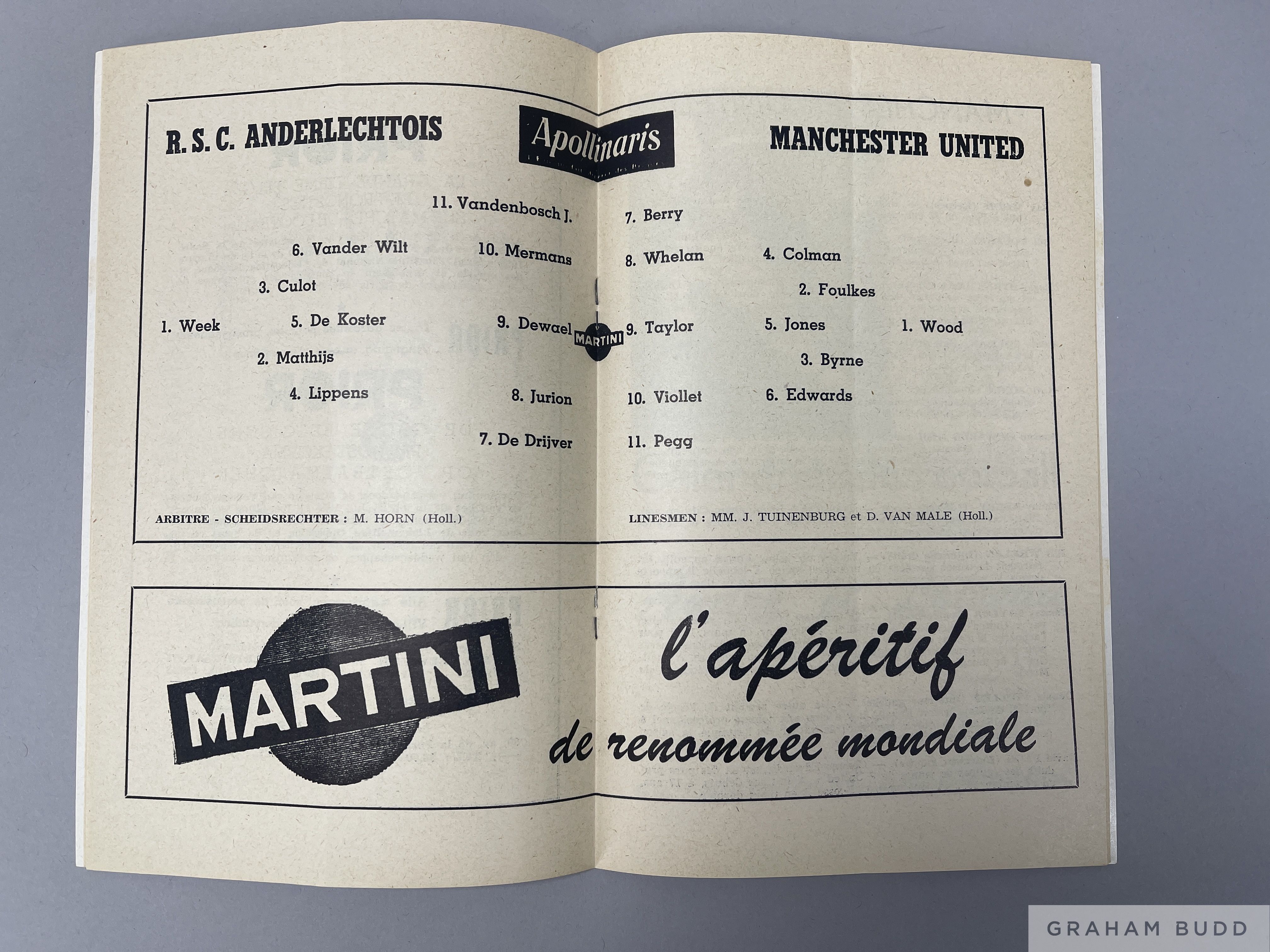 Manchester United programme for their first match in European Cup Away at R.S.C. Anderlecht, - Image 2 of 2