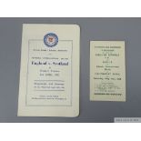 An England v. Scotland Schools International itinerary, 1952