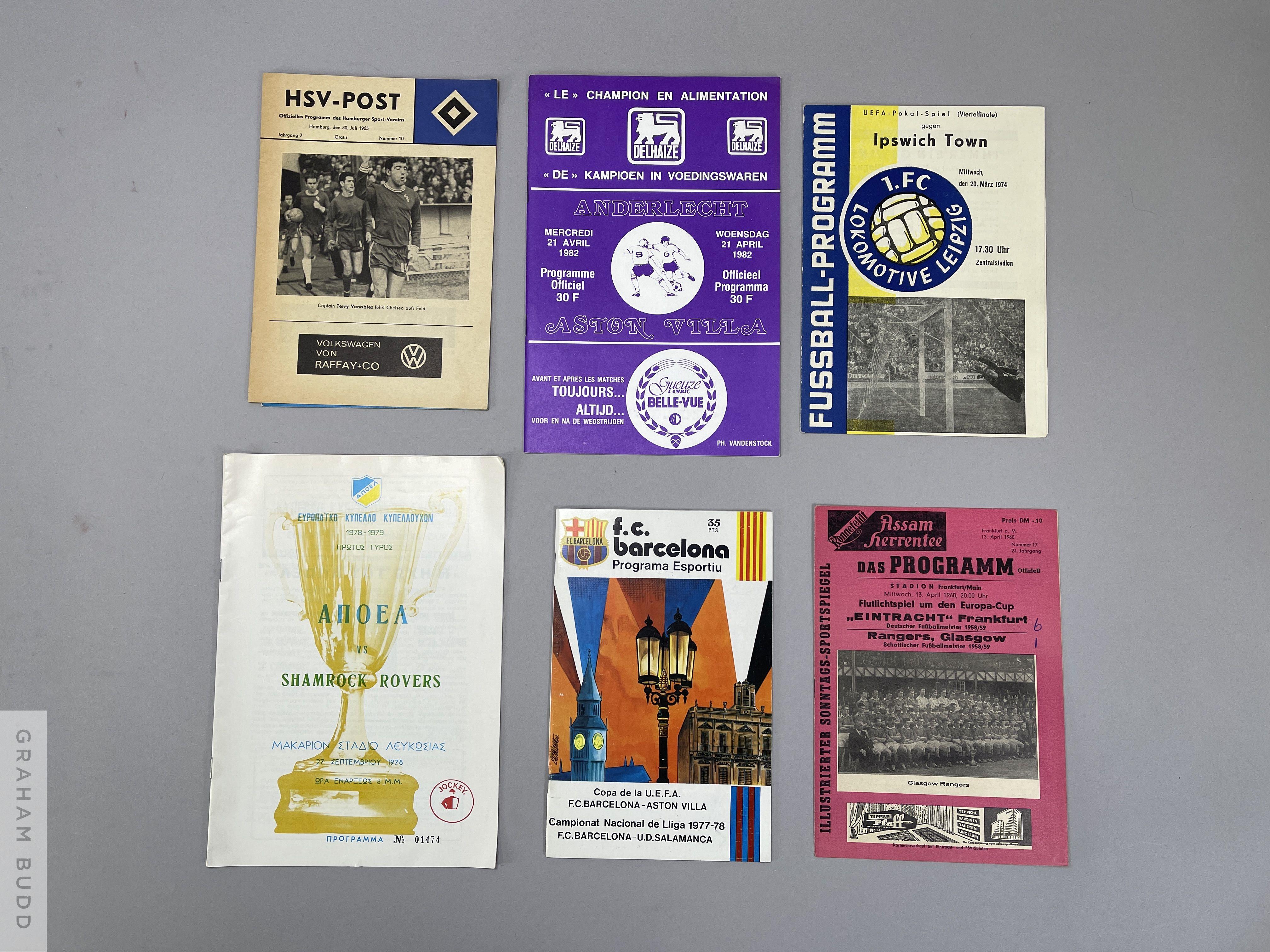 Large collection of British clubs away in Europe programmes, circa 1959-80