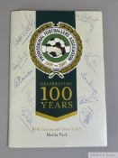 An autographed PFA 100 Years Anniversary media pack
