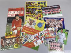 A collection of football postcards, photographs and pictures,