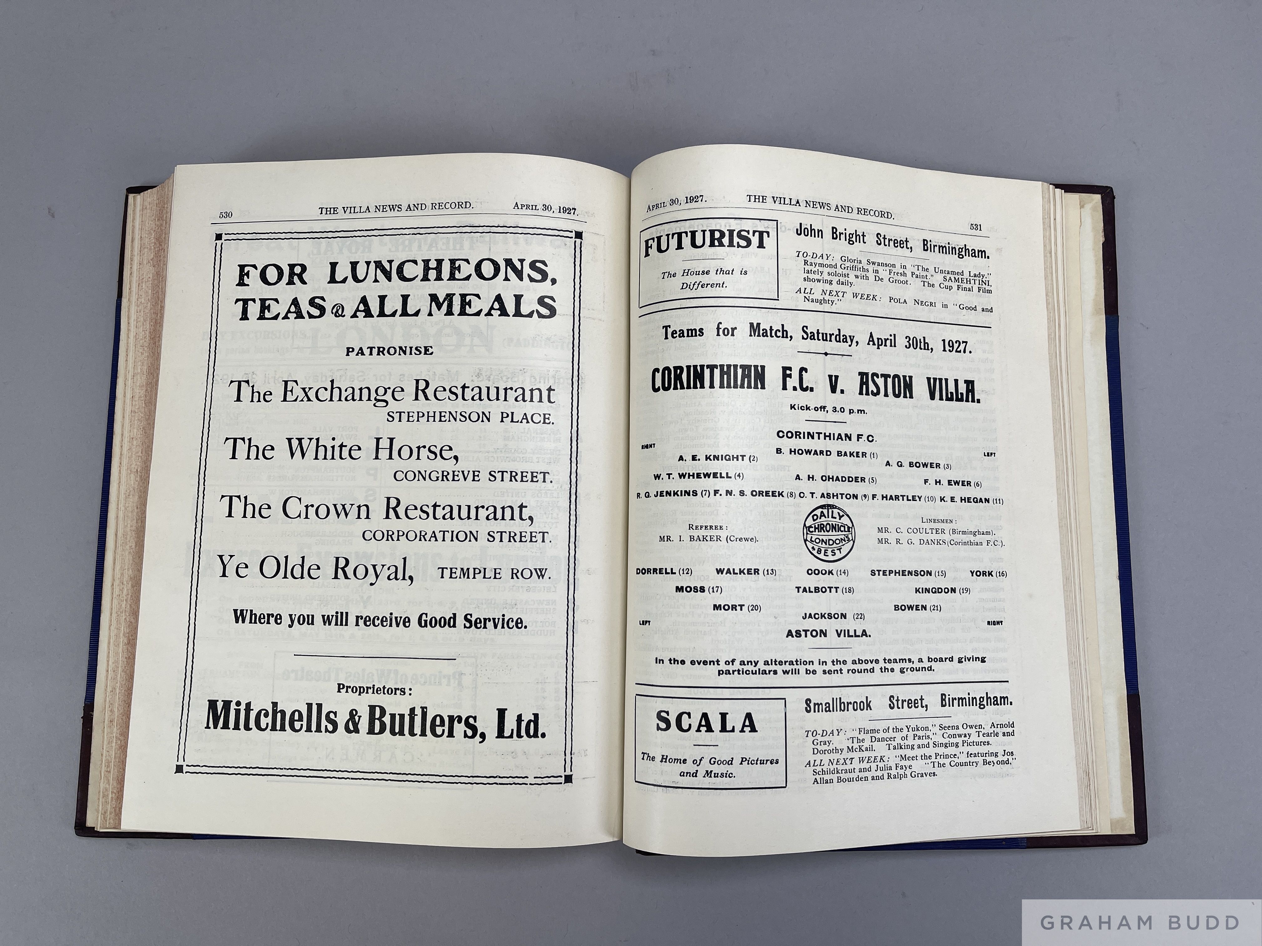 Bound volume of Aston Villa home match programmes, 1927-28 - Image 6 of 7