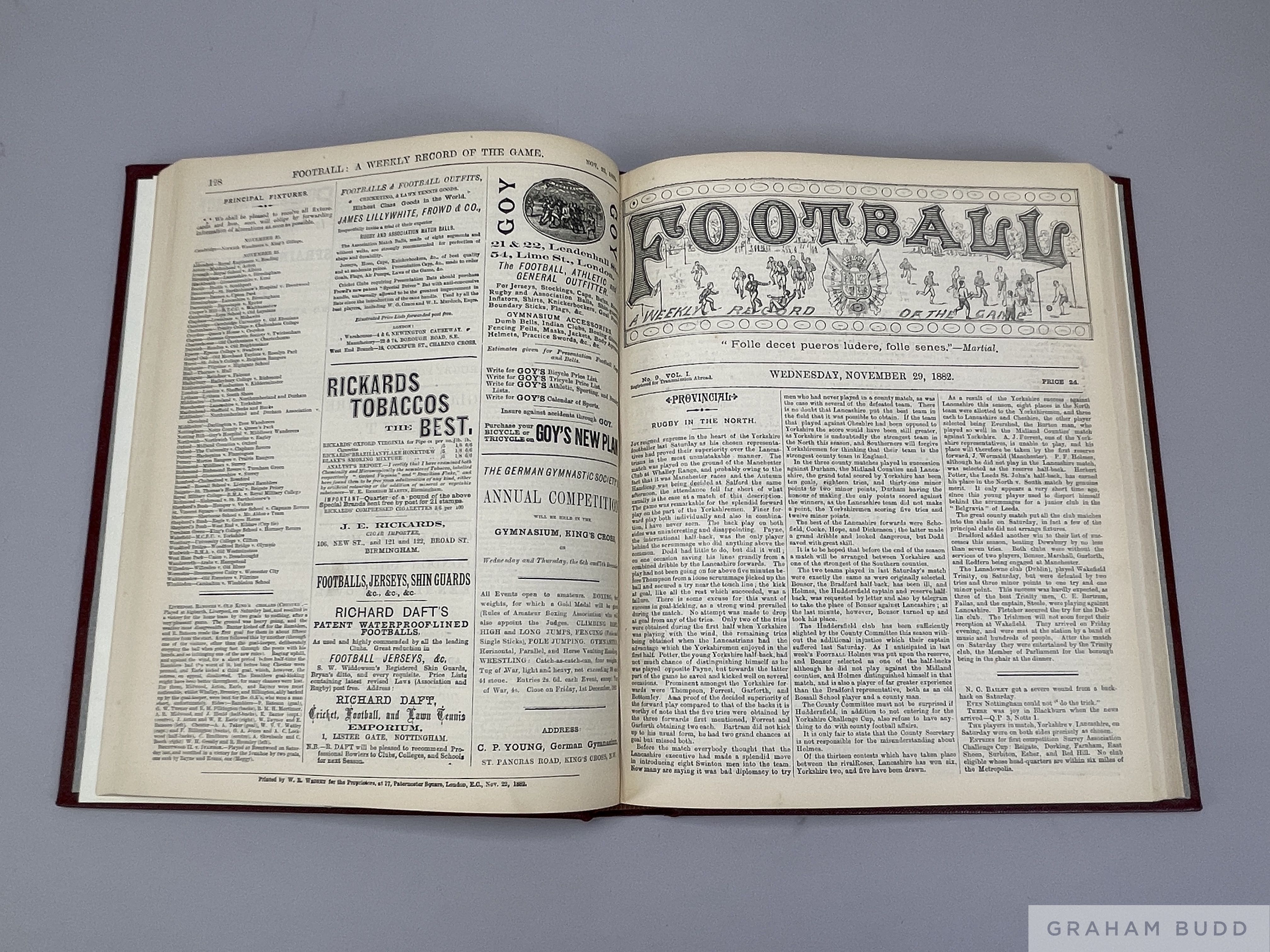 Scarce bound volume of Football: A Weekly record of the game, being vol.1 for season 1882-83, - Image 2 of 2