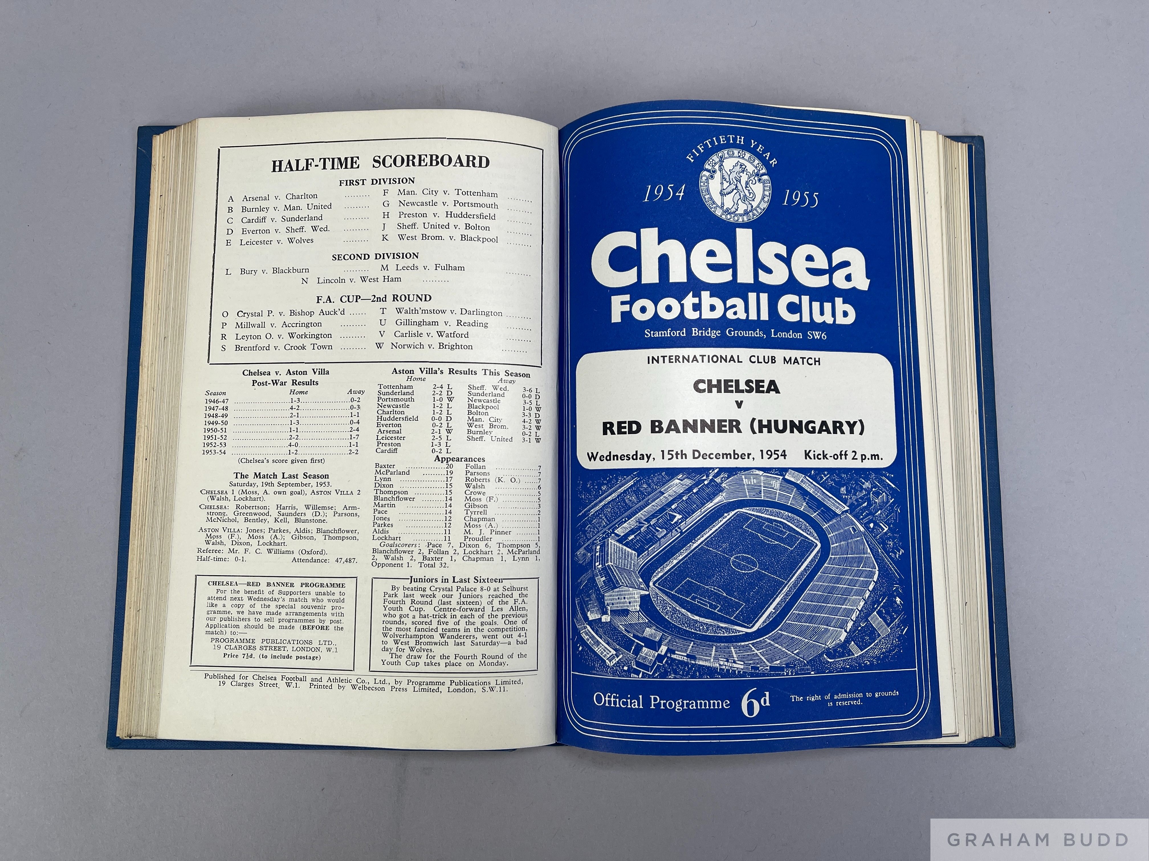 Bound volume of Chelsea home match programmes, 1954-55 - Image 2 of 4