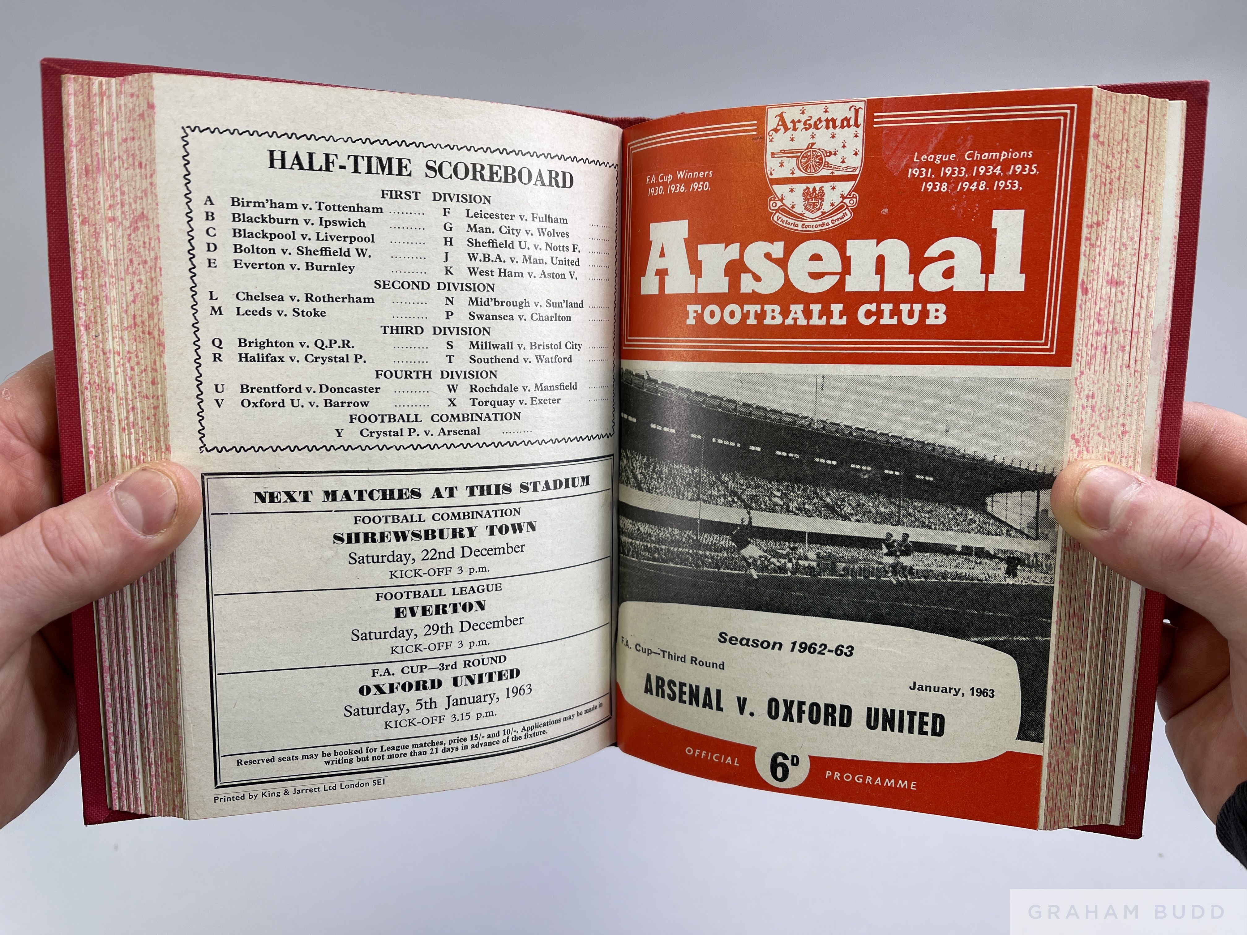 Bound volume of Arsenal home match programmes, 1962-63 - Image 3 of 3