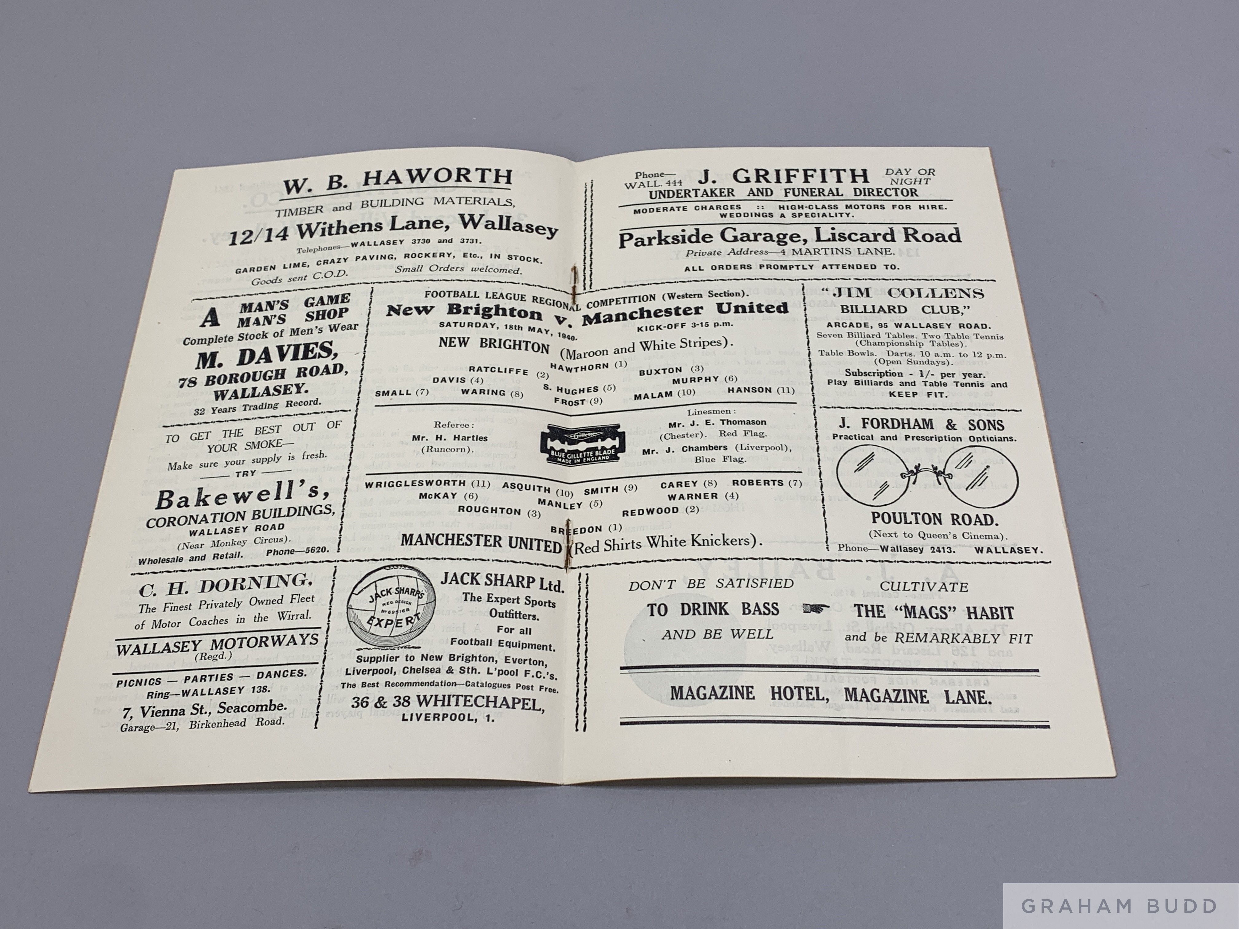 New Brighton A.F.C. v Manchester United, match programme, 18th May 1940 - Image 2 of 2