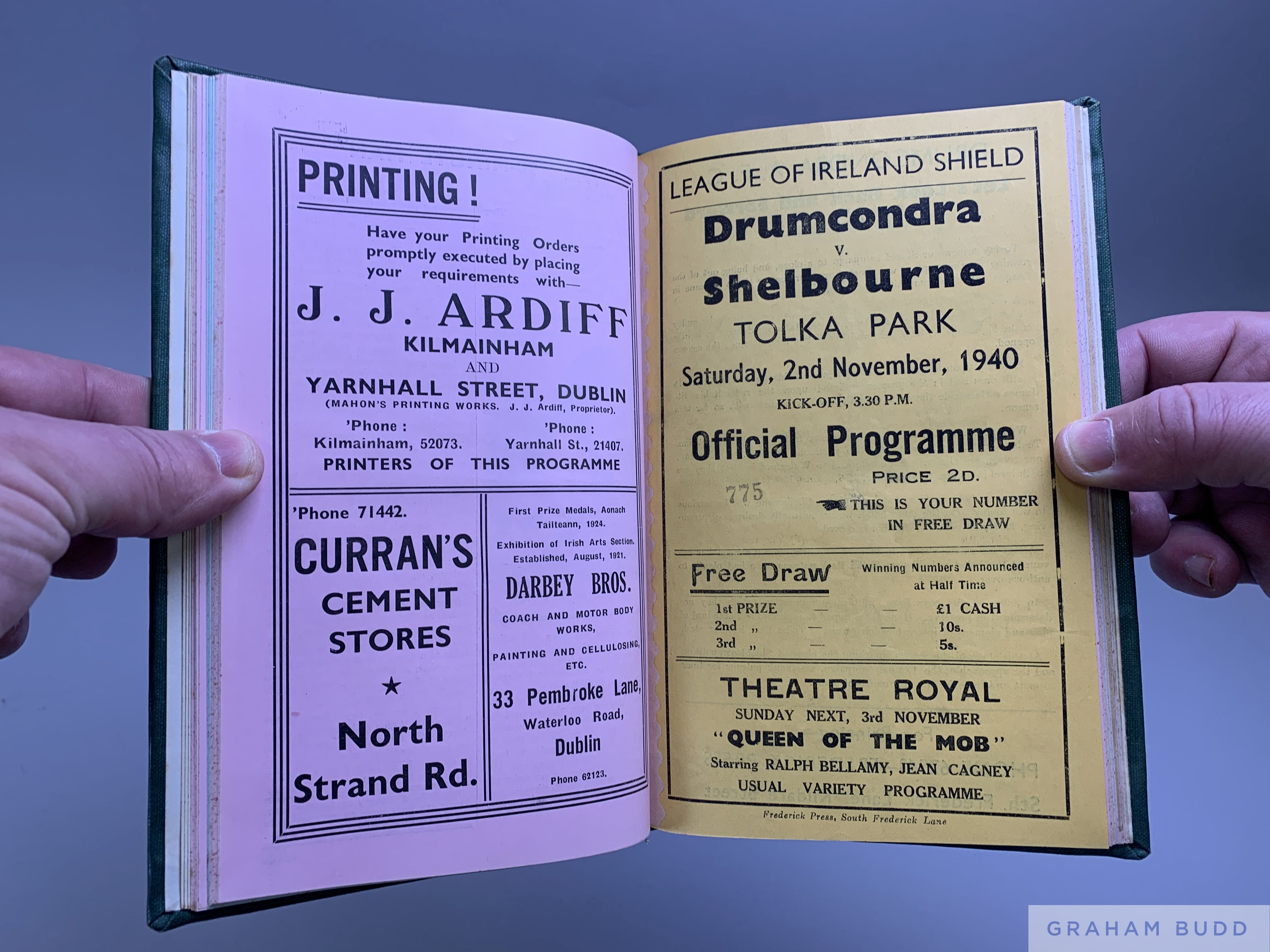 Bound volume of Shelbourne home match programmes, 1940-41 - Image 3 of 5