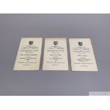 Three Football Association Representative Match Itinerary Cards, 1950s