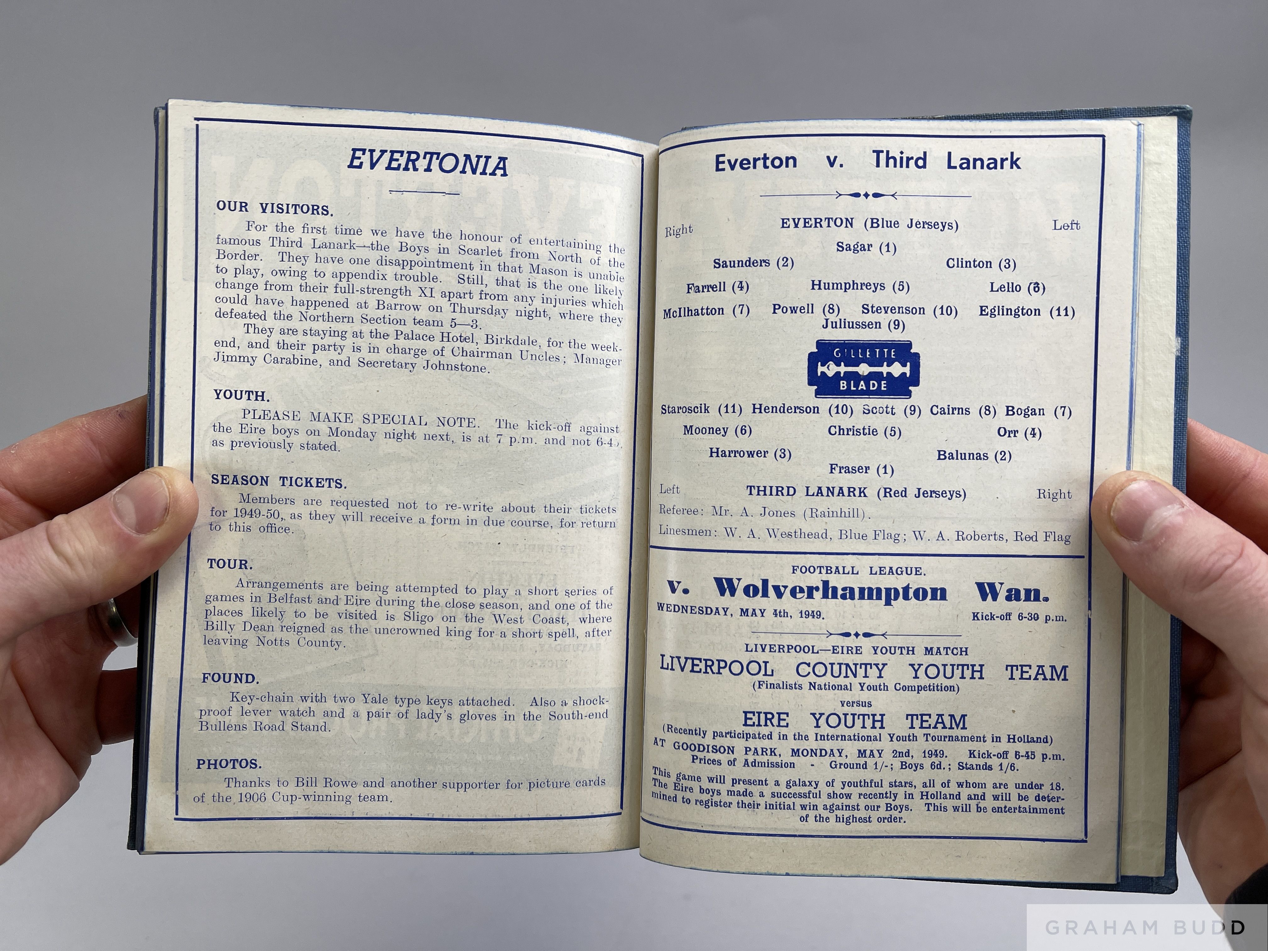 Bound volume of Everton home match programmes, 1948-49