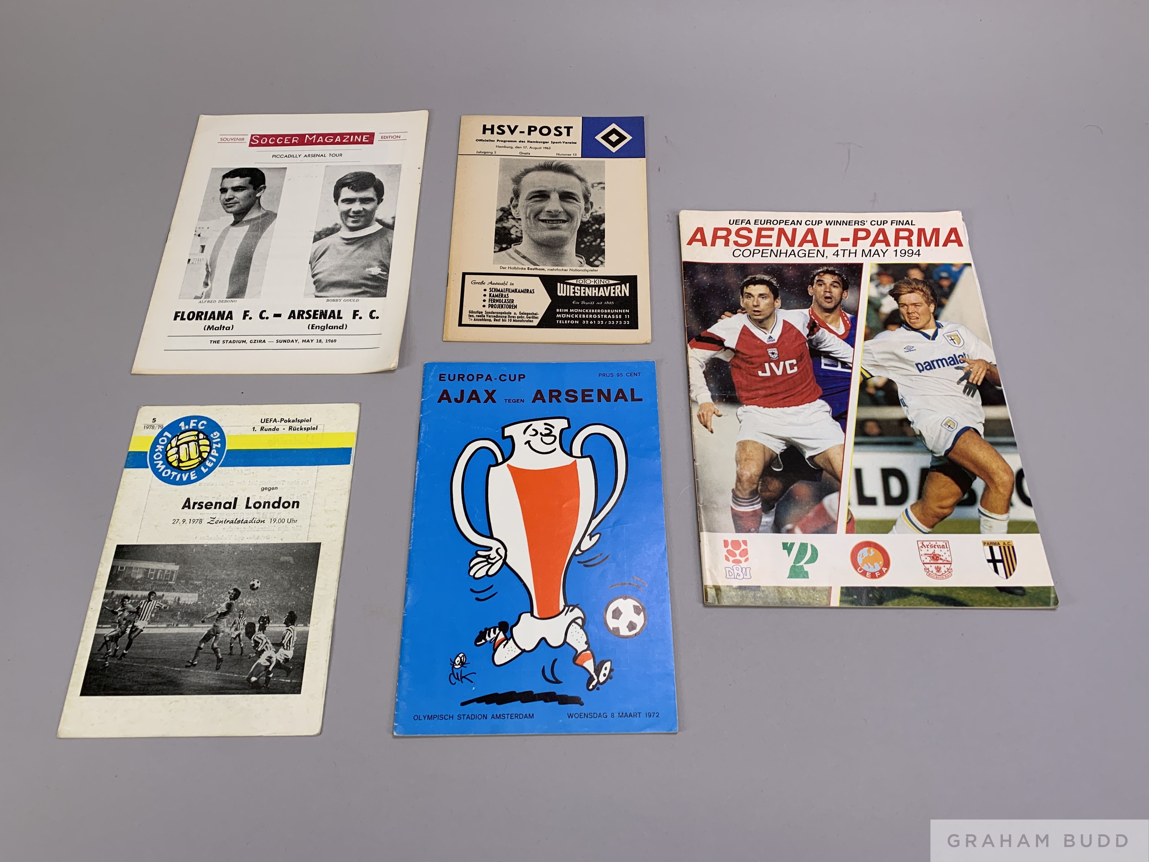 Arsenal Aways in Europe programmes, circa 1960-90