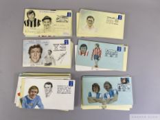 Superb collection of large envelopes hand painted with football players reliefs, circa 1970s
