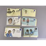 Superb collection of large envelopes hand painted with football players reliefs, circa 1970s