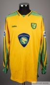 Damien Francis yellow and green No.20 Norwich City long-sleeved jersey, 2003-05