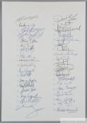 England to South Africa 1994 Official Rugby Union Certificate of Thanks / Official autograph sheet,