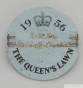 Sir Winston Churchill's Royal Ascot race meeting badge for The Queen's Lawn in 1956,