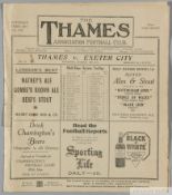 Thames v Exeter City programme 21st February 1931