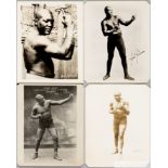 Boxing: Jack Johnson & George Godfrey four sepia heavyweight boxer photographs