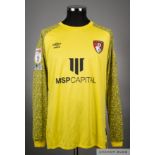 Amir Begovic yellow and black No.1 AFC Bournemouth goalkeepers jersey, 2020-22