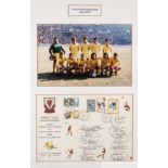 Liverpool World Club Championship, Tokyo 1984 photograph and signed FDC display,