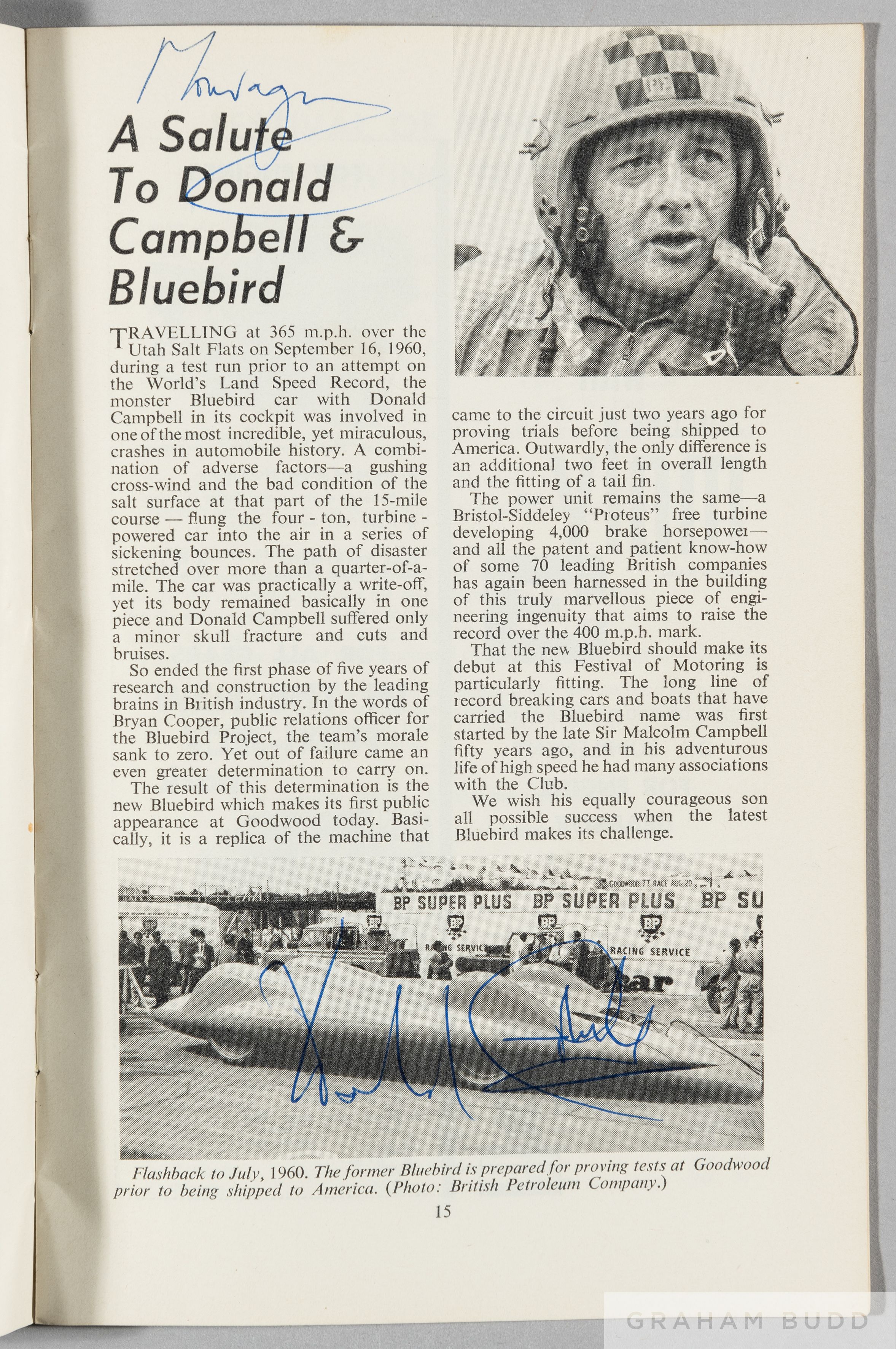 Donald Campbell signed Festival of Motoring souvenir programme, held at Goodwood on 14th July 1962, - Image 4 of 4