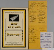 New Zealand All Blacks to the UK 1953-54 rugby union double autograph album page,