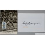 Emil Zatopek Czech. 5,000m & 10,000m 1952 Olympic Gold Medallist original signature,