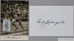 Emil Zatopek Czech. 5,000m & 10,000m 1952 Olympic Gold Medallist original signature,