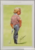 Golf: Jack Nicklaus autographed colour print by the caricaturist John Ireland,