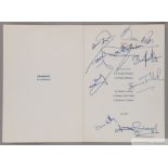 Autographed menu from the 1962 Daily Express Sportsman of the Year awards luncheon,